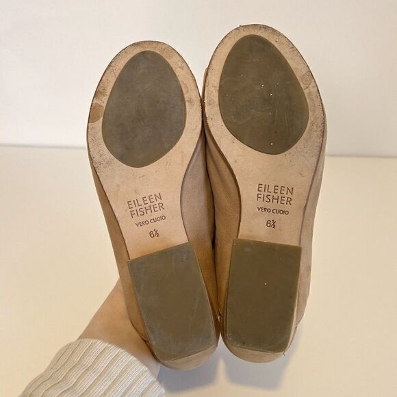 Eileen Fisher Katniss Tan Nubuck Leather Block Heel Slide Sandals - Picture 6 of 6
